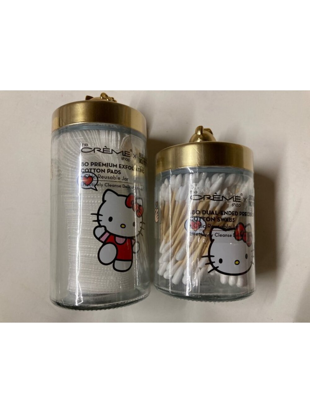 The Crème Shop x Sanrio Hello Kitty Chic Reusable Jar Set w/ Cotton Pads & Swabs